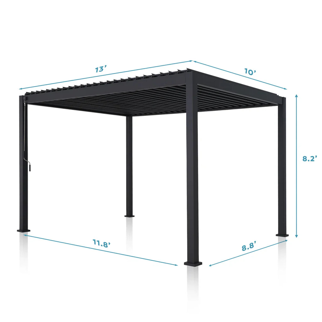 Outdoor Aluminum Pergola with Adjustable Louvred Roof