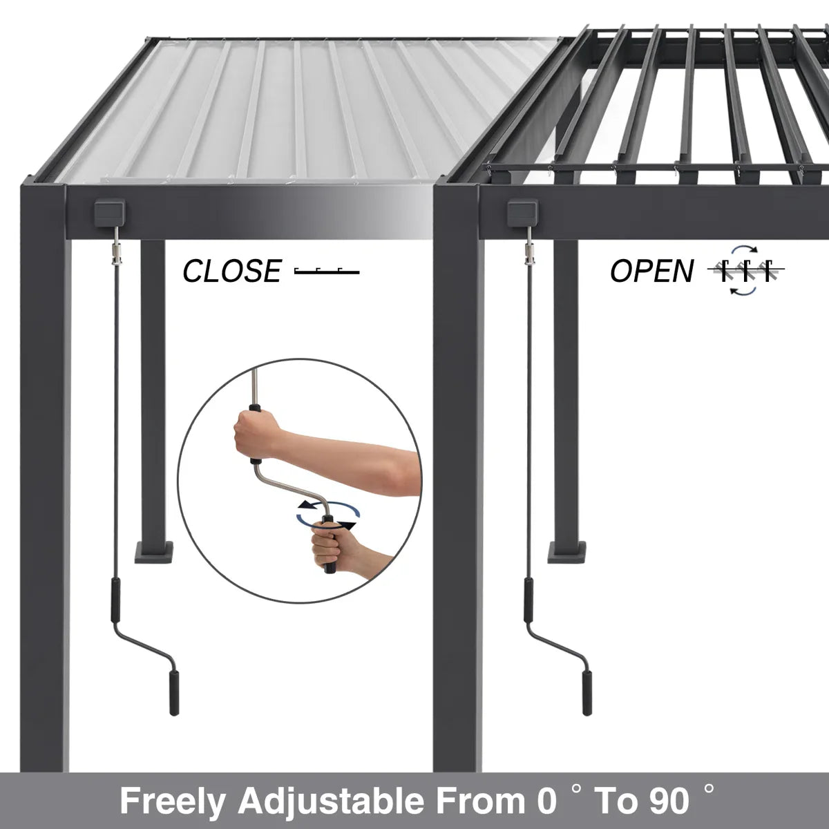 Outdoor Aluminum Pergola with Adjustable Louvred Roof