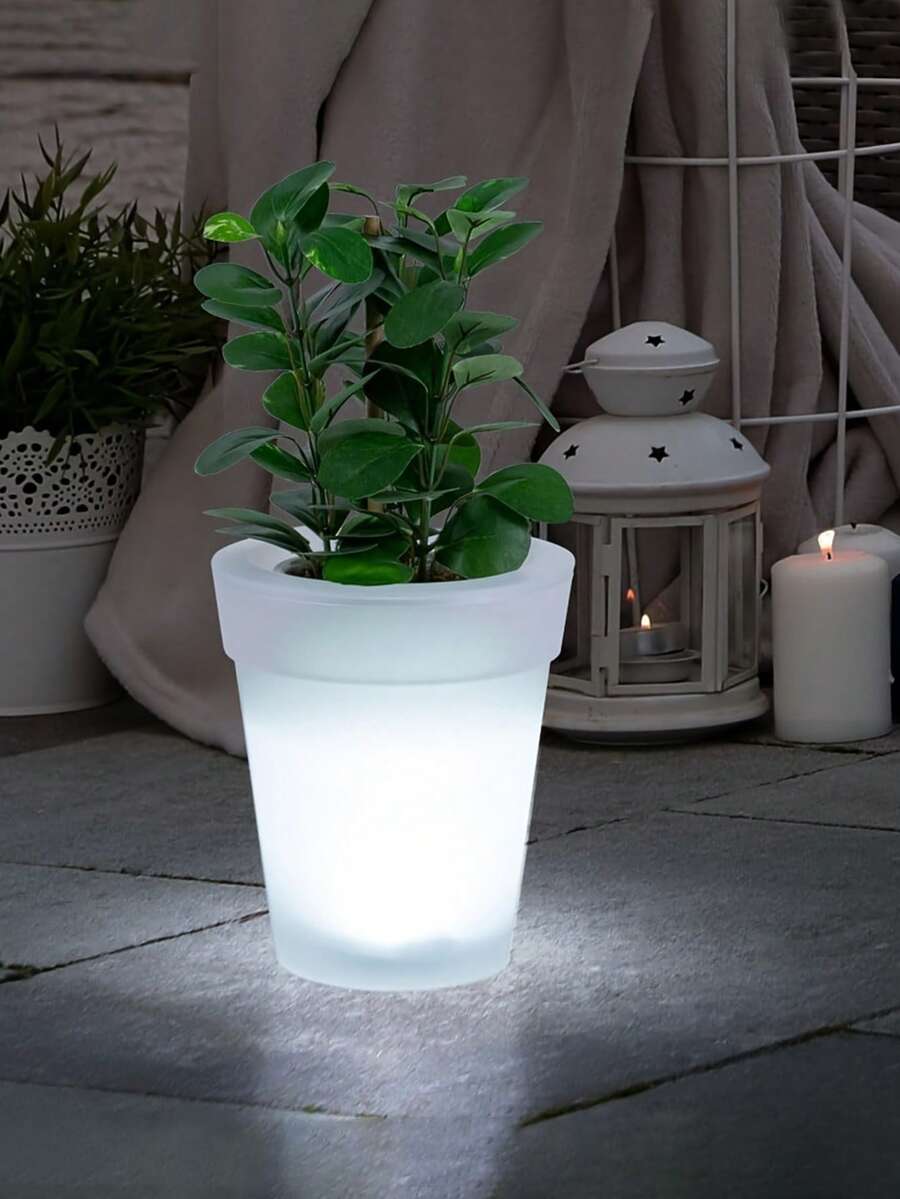 Solar Plant Lights, White LED Flower Pot Lights