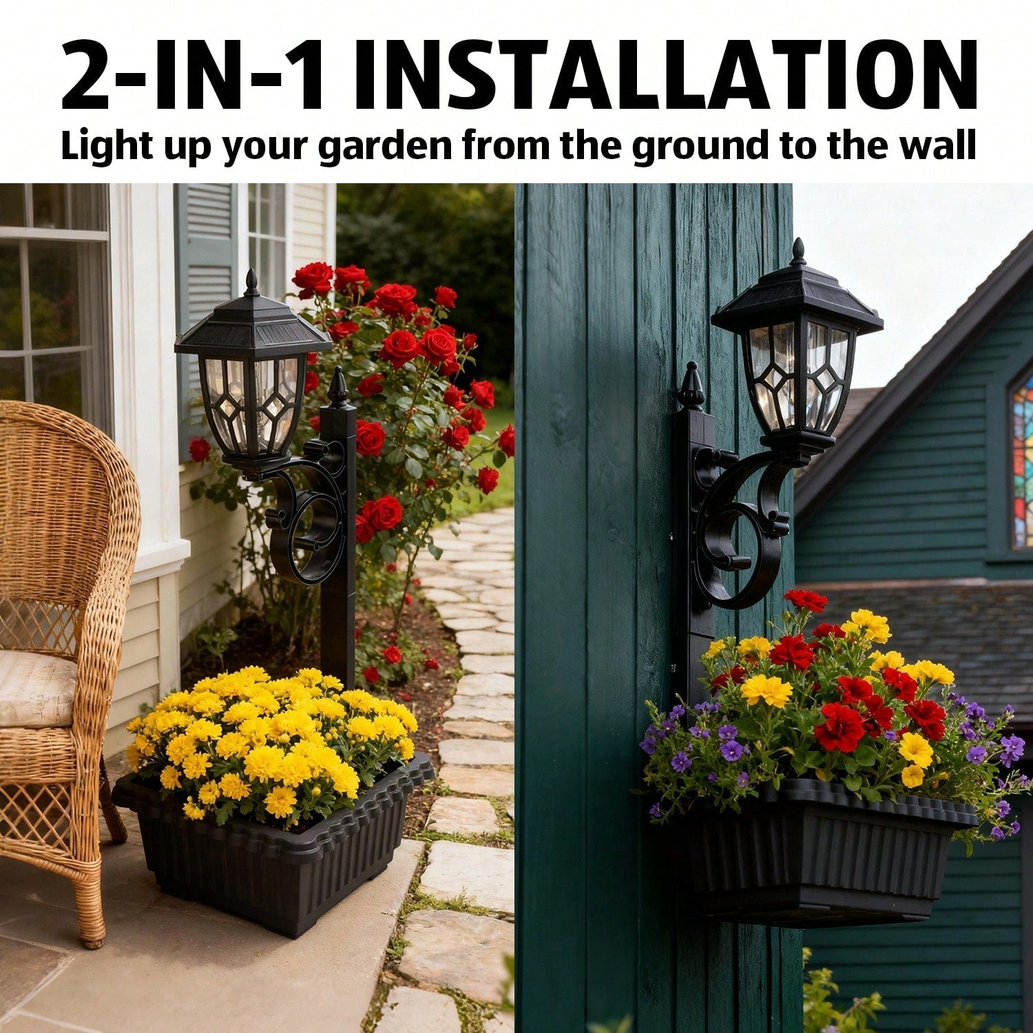Outdoor Solar Lamp Post Light With Planter