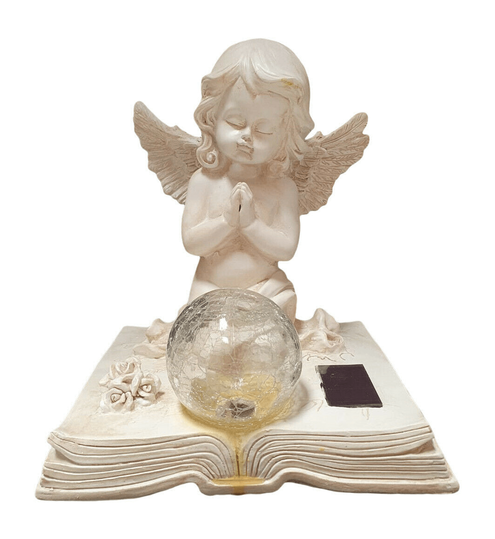 Ivory Angel Praying Figurine With Solar Light