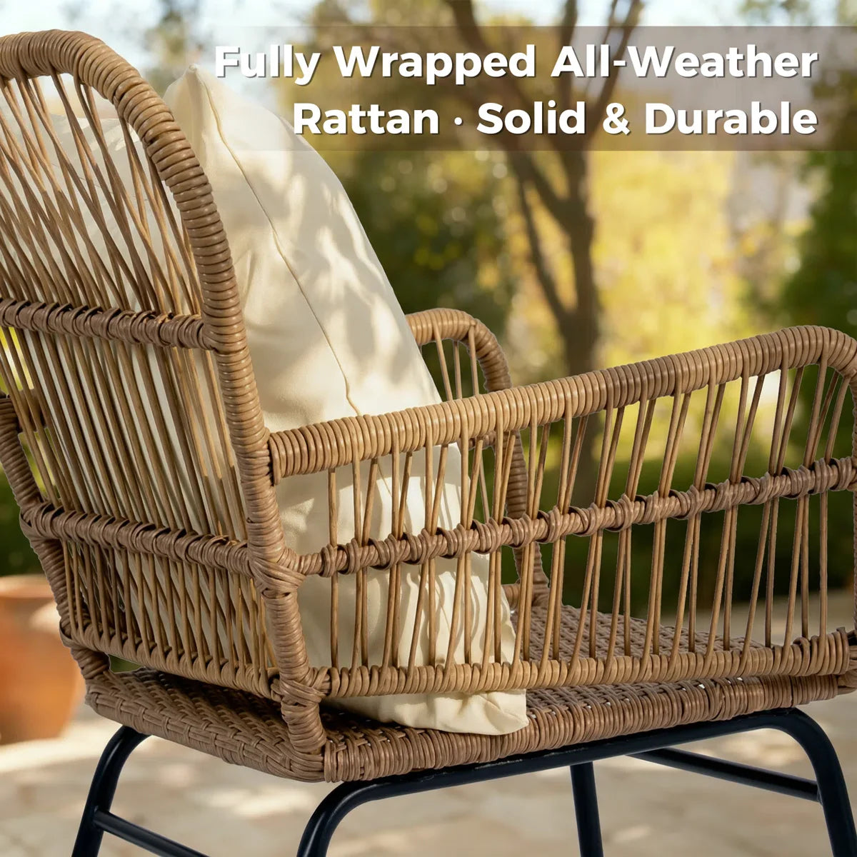 6 - Piece Outdoor Boho Patio Conversation Set with 2-Person Egg Chair and Ice Bucket Table
