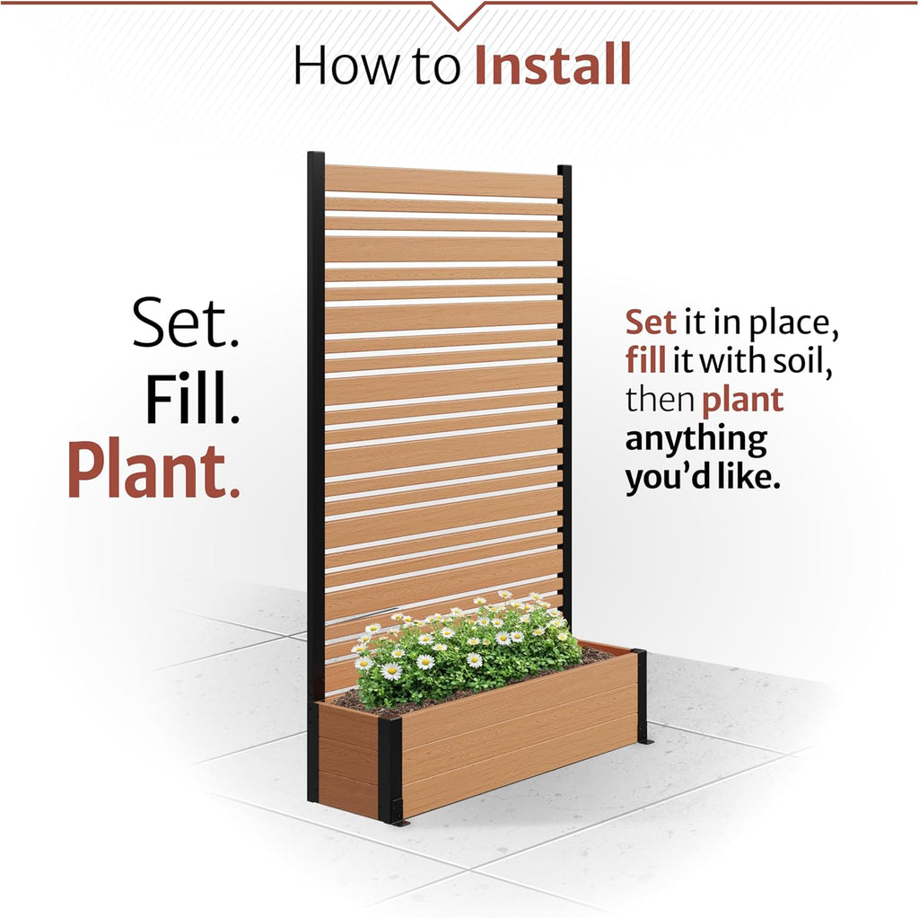 Privacy Screen with Planter Box 6ft H x 3.8ft W x 1ft L