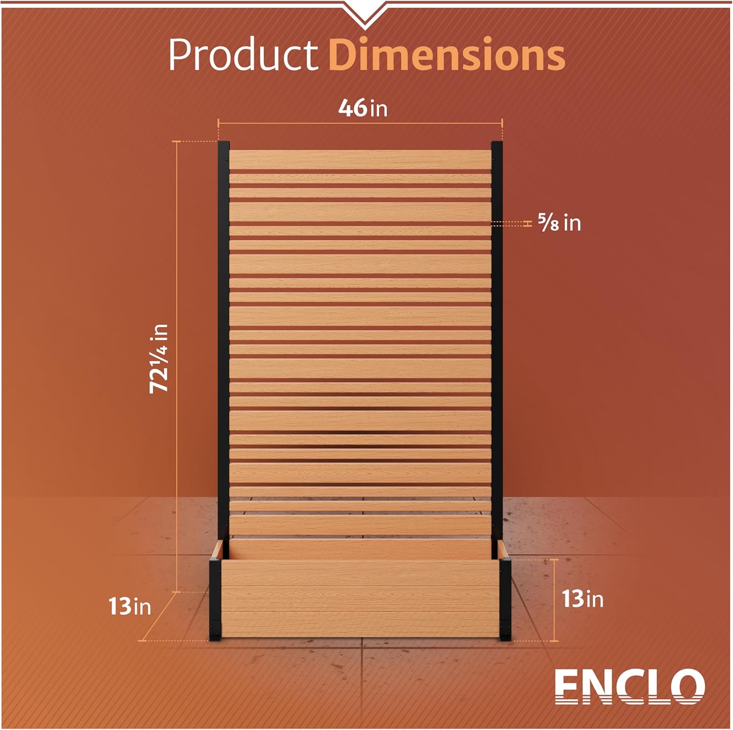 Privacy Screen with Planter Box 6ft H x 3.8ft W x 1ft L
