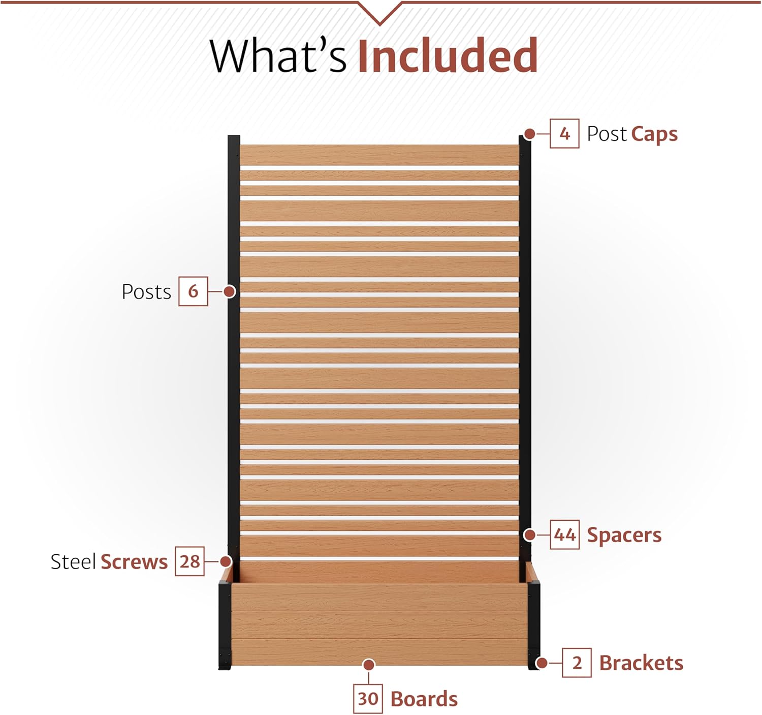 Privacy Screen with Planter Box 6ft H x 3.8ft W x 1ft L