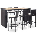 NNEVL 7 Piece Outdoor Bar Set with Cushions Poly Rattan Black