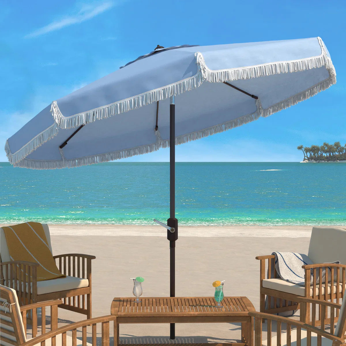Blue Tilt Beach Umbrella  100.79''