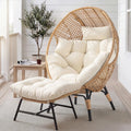 Indoor/Outdoor Wicker Egg Chair Set with Ottoman and Cushions