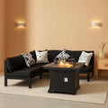 Grey Aluminum Outdoor Patio Set With Fire Pit Table 29 Inch Seating