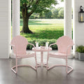 Tulip 3 Piece Outdoor Chair And Side Table Set Pink Metal Patio Furniture